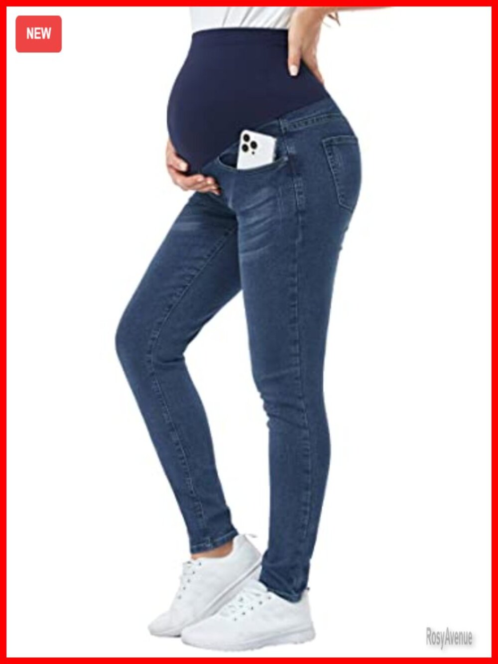 Women's Maternity Skinny Jeans Over Belly Stretchy Denim Pants